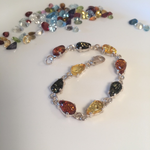 Jewelry - Tri-color Amber Bracelet Sterling 12.40 carats